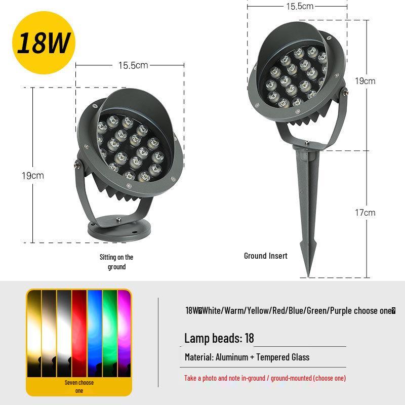 Outdoor Waterproof Tree Spotlight, Garden Floodlight, Landscape Light, Ground Plug Lawn Light