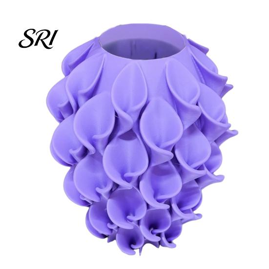 Bedroom Vase 3D Printed Red Gold Flower Sculptural Wave Geometric Textured Decorative Simple Beautiful Ripple Modern Boho Home Decor for Coffee Table
