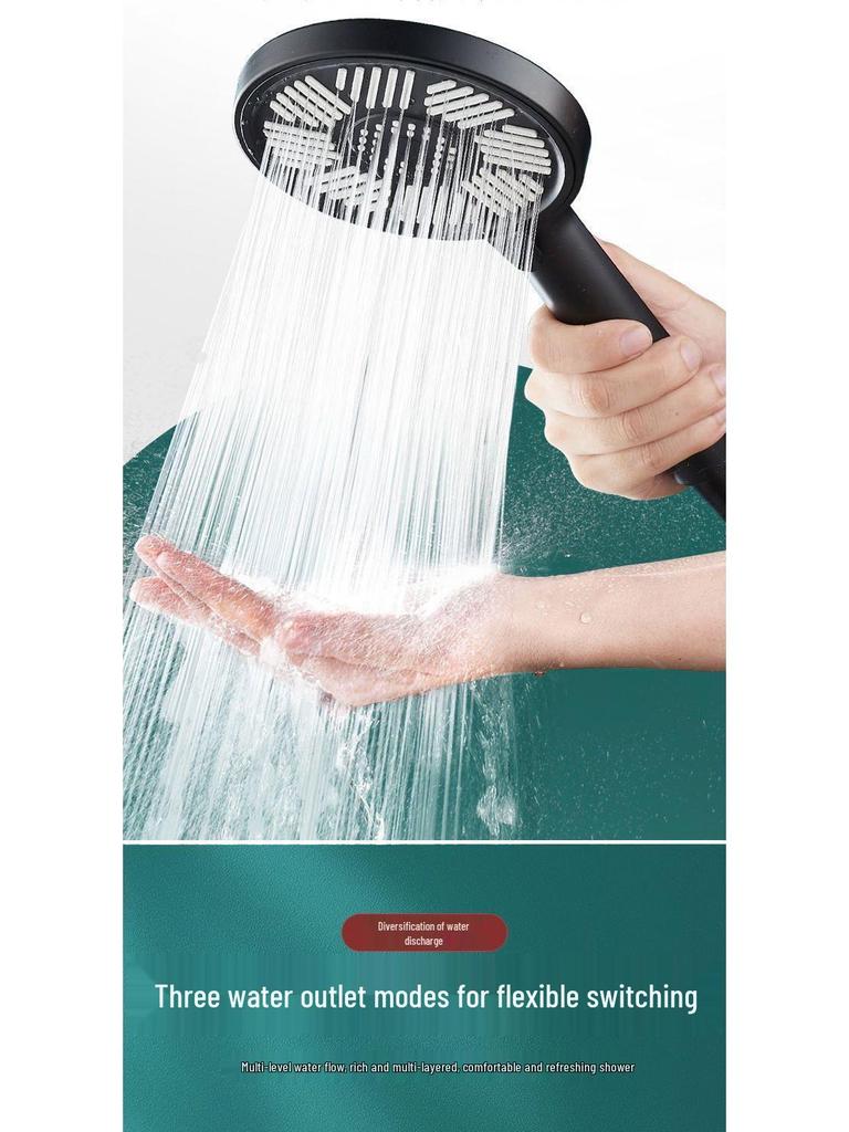 Trycksatt duschhuvud med stor panel och 3 inställningar, inklusive slang - Bath Master Lotusdesign