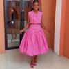 European and American Women's Clothing Fashion Plaid V-neck Sexy Waist Short Top High Waist Bud Long Skirt African Foreign Style Suit
