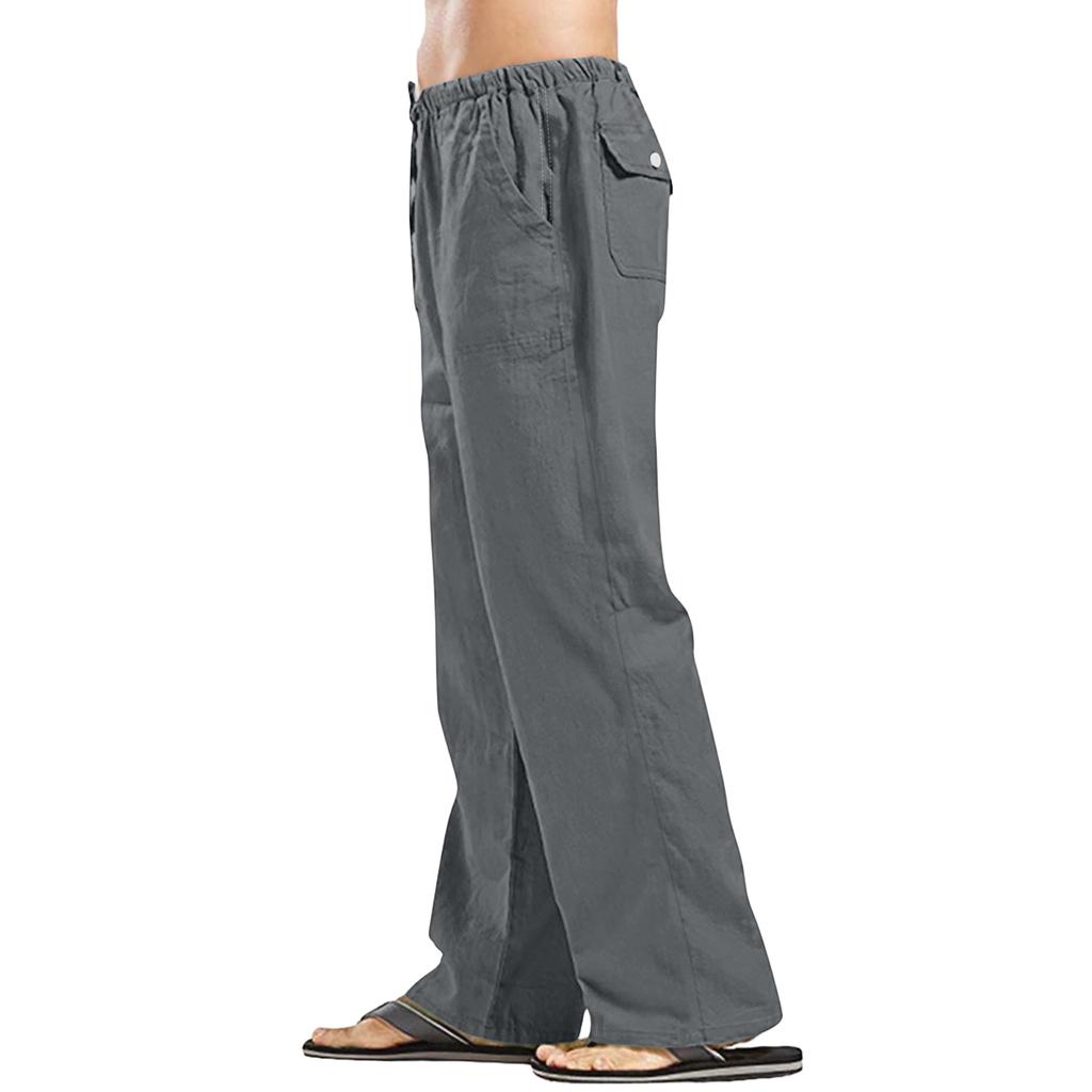 Men's Cotton Linen Pants Color Pants Casual Trousers Lightweight Loose Beach Summer Pant