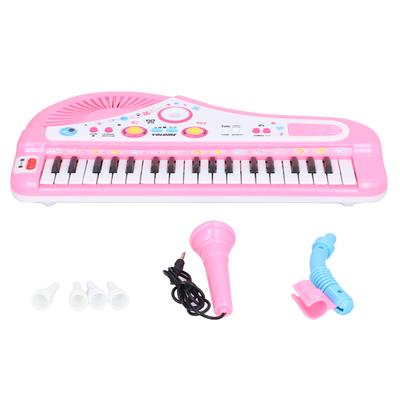 Children Music Instrument Toy with Microphone Battery Powered 37 Keys Electric Music ToyPink