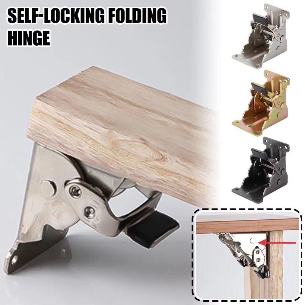 Steel Construction Self-Locking Hinge 90 Degree Folding Furniture Brackets Bed Leg Support