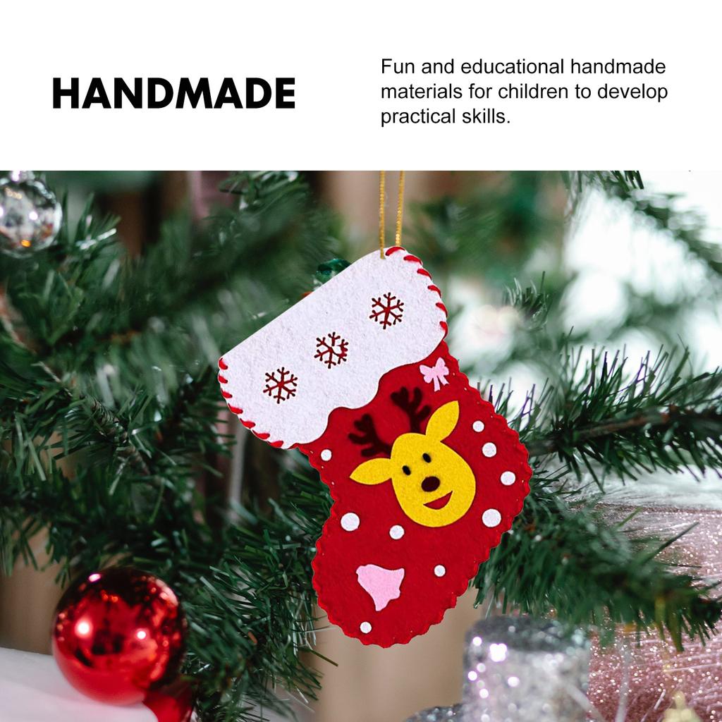 8set Christmas Kit Diy Felt Craft Material For Kids Handmade Ornament Sewing Educational Education Xmas Party Decor
