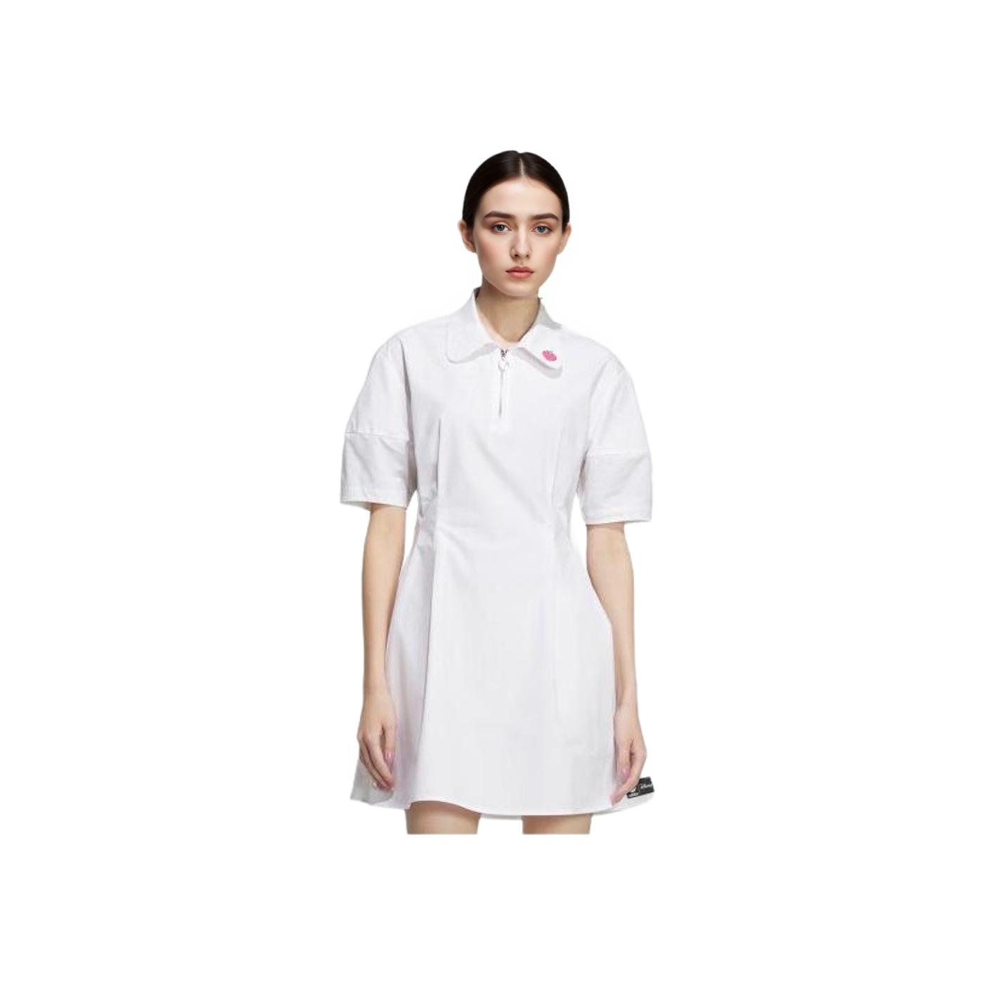 

Adidas Neo X Strawberry Bear Co-Branded SS23 Solid Color Loose-Fit Sports Polo Dress Women Dress White IP4023 S