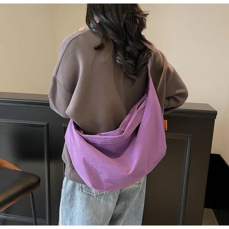 Casual Sports Large Capacity Women's Crossbody Bags Travel Lightweight Portable Ladies Shoulder Bag Solid Color Simple Girl Tote