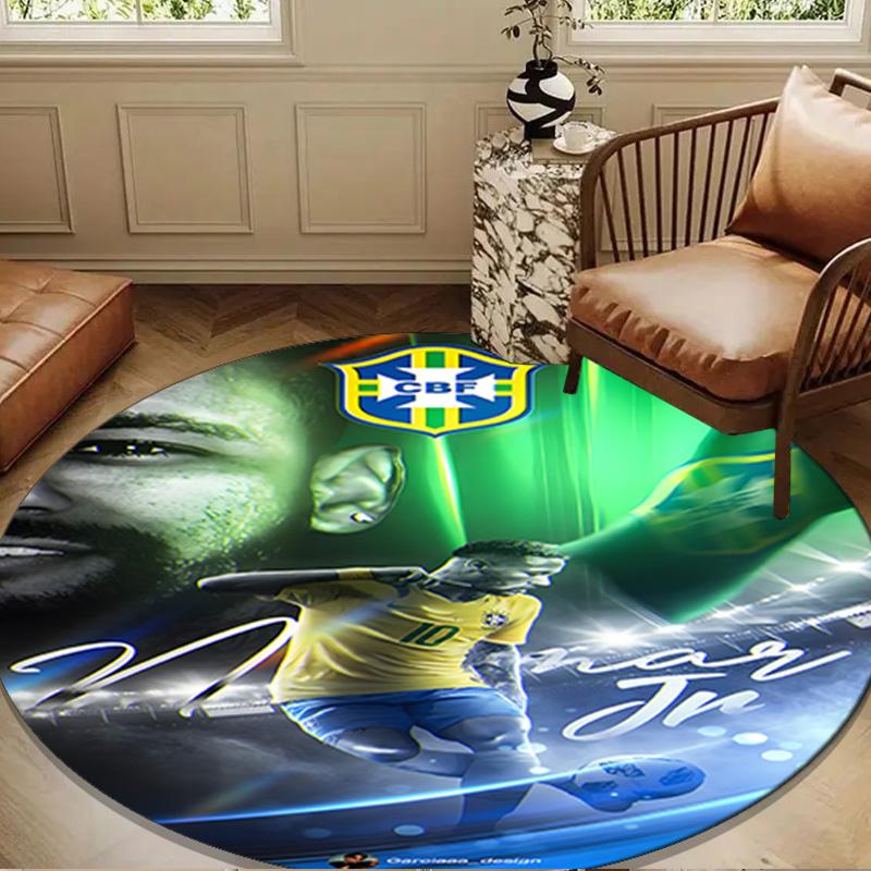 Brazilian Football Star Round mat Home Decor, Chair rug For livingroom,Bedroom, doormat home decor Birthday Gift Christmas Gifts