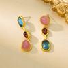 Ins Temperament Tassel 925 Silver Needle Niche Three Color Cat Eye Stone Retro Earrings Mosquito Coil Ear Clip Without Hole