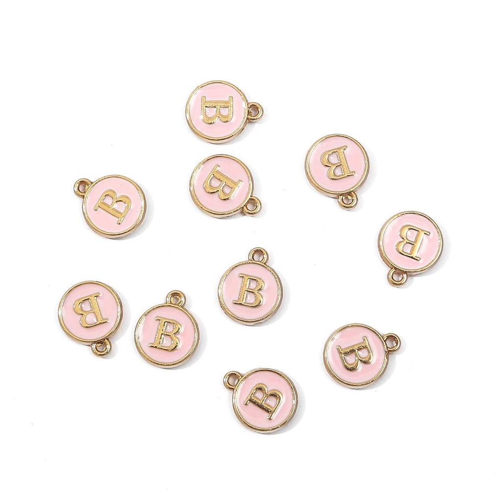 10Pcs 12x2.5mm Alphabet Double Face Charms Pendant Beads for Jewelry DIY Findings