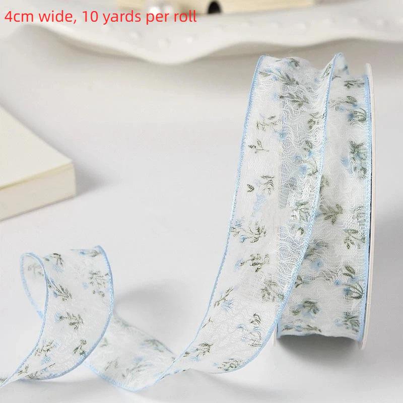 2.5Cm/4Cm 10 Yards Dainty Floral Fishnet Lace Trim For Cake, Bouquet, Gift Wrap And Handmade Hair Bows