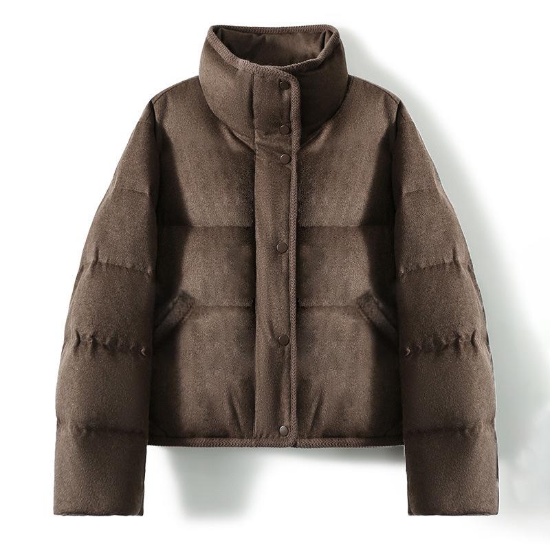 Strength stacking, light luxury inside and outside Lyocell wool white goose down stand-up collar down jacket winter new women's clothing