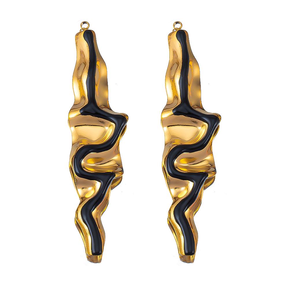 2pcs Punk Black Enamel Stainless Steel Pendant Necklace Charms Base Gold Plated Earrings Material DIY Bracelets Jewelry Findings