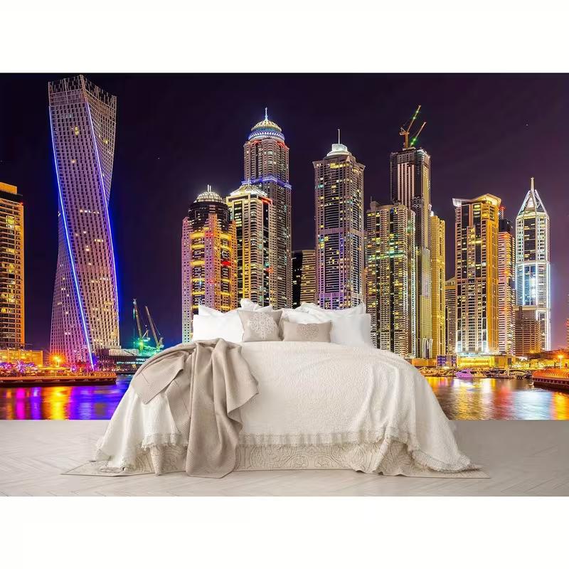 Dubai City Night Skyline Tapestry Skyscraper Wall Hanging Decor