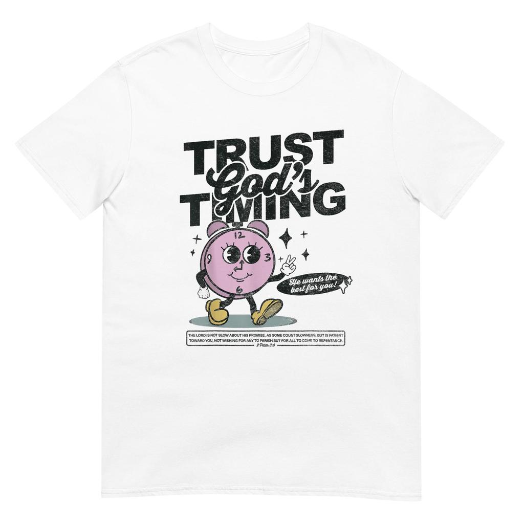 Trust God's Timing shirt, inspirational Christian faith tee for daily encouragement, perfect gift for spiritual growth