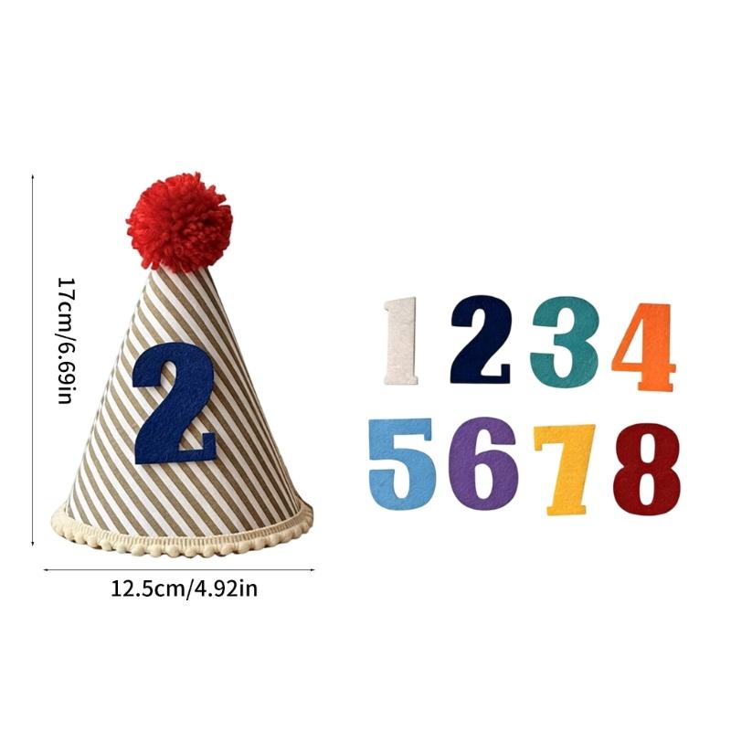 Portable Ventilated Cotton Celebration Hat With Adhesive Number Soft Cloth Party Hat For Whole Ages