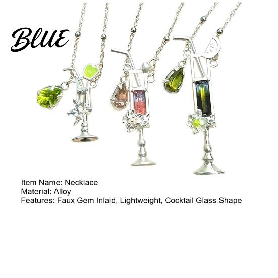 Everyday Wear Necklace Women Cocktail Glass Shape Charm with Beautiful