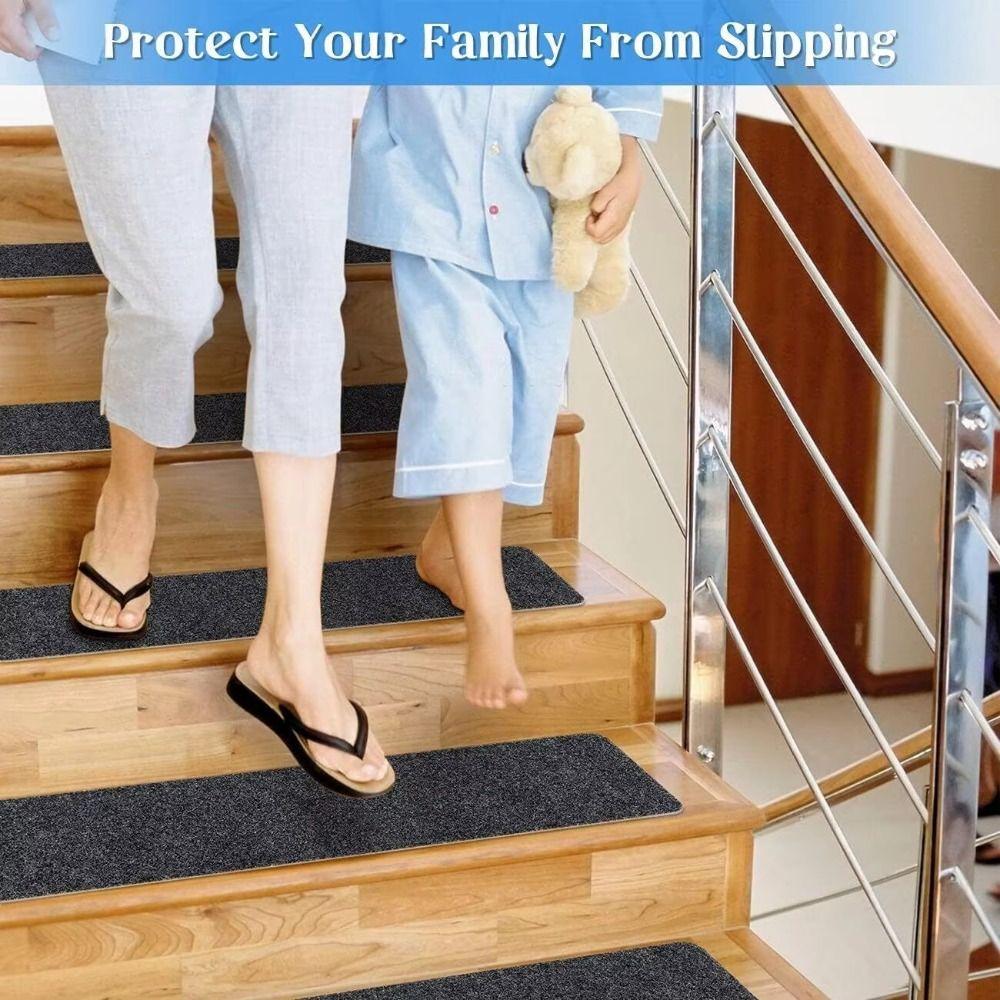 New 76X20cm Staircase Mat Self-adhesive Safety Stair Tread Carpet Mat Soft Stripe Non-Slip Protection Cover Pads Home Decor