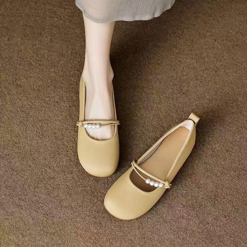 Mary Jane small leather shoes with cheongsam horse dress women's new flat soft-soled single shoes one pedal