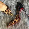 Fashion 2025 New French High Heels Women's Fashion Pointed Shallow Mouth Thin Heels Sexy High Heels Gradient Leopard Pattern High Heels