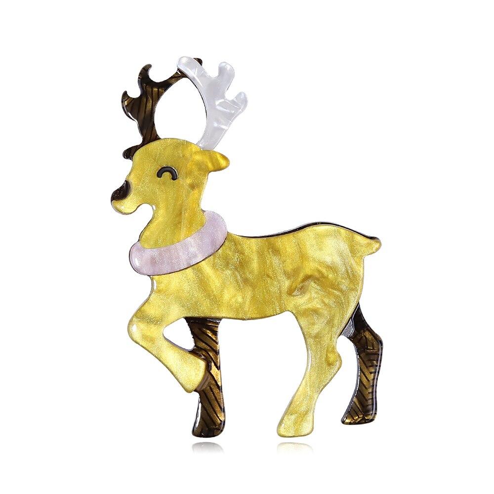 

Blucome акриловые броши ручной работы с милым оленем, булавки для женщин, яркая брошь в виде животного, ацетатное волокно, Хэллоуин, Рождество, бижутерия жёлтый