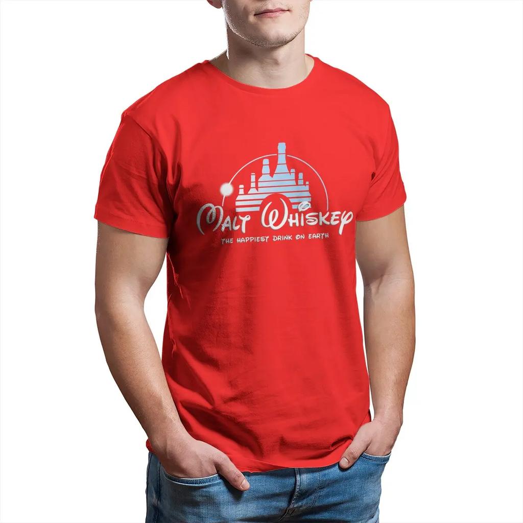 T-Shirts Malt Whiskey The Happiest Drink on Earth Humor Cotton Tee Shirt Short Sleeve T Shirt O Neck Clothes New Arrival Unisex
