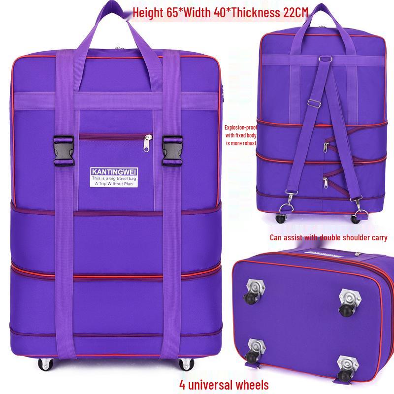 158L Aviation Large Capacity Rolling Travel Bag - Foldable Wheeled Luggage Storage, Oxford Cloth