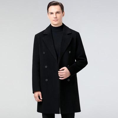 Double-Sided Men's Woolen Cashmere Trench Coat with Suit Collar