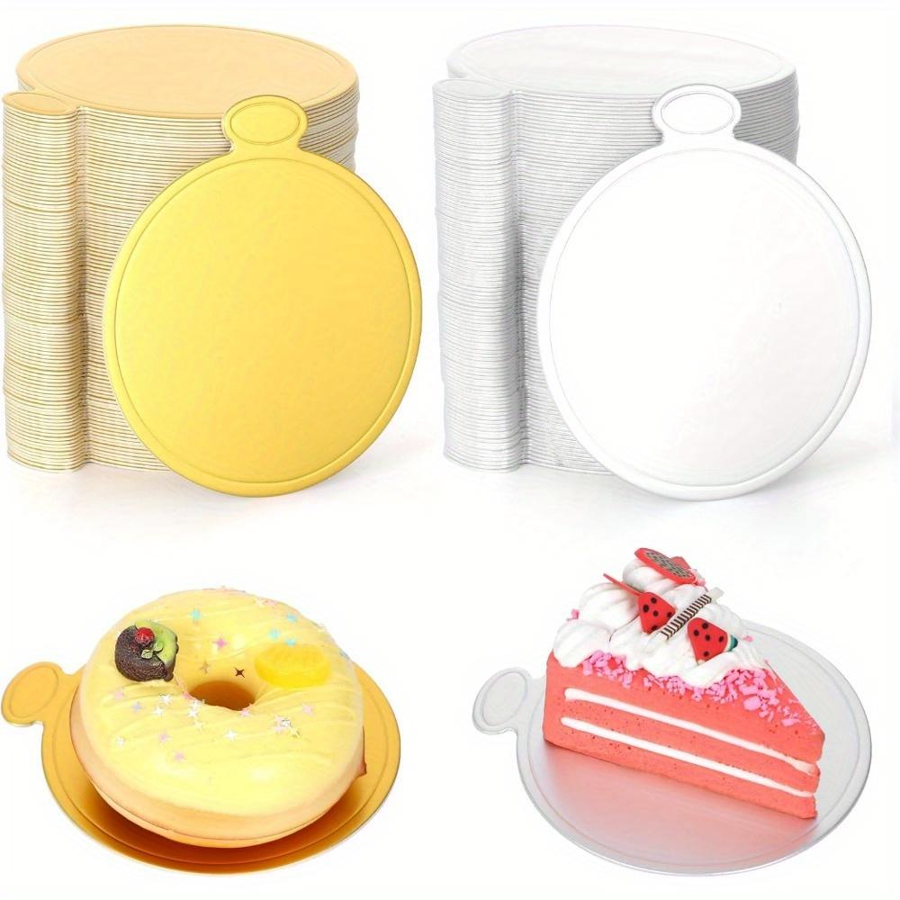 200pcs Mini Cake Boards, 3.2 Inch Gold and Silver Round Cake Cardboard, Circle Cake Bases, Dessert Boards for Cake Decorating, Weddings, Party