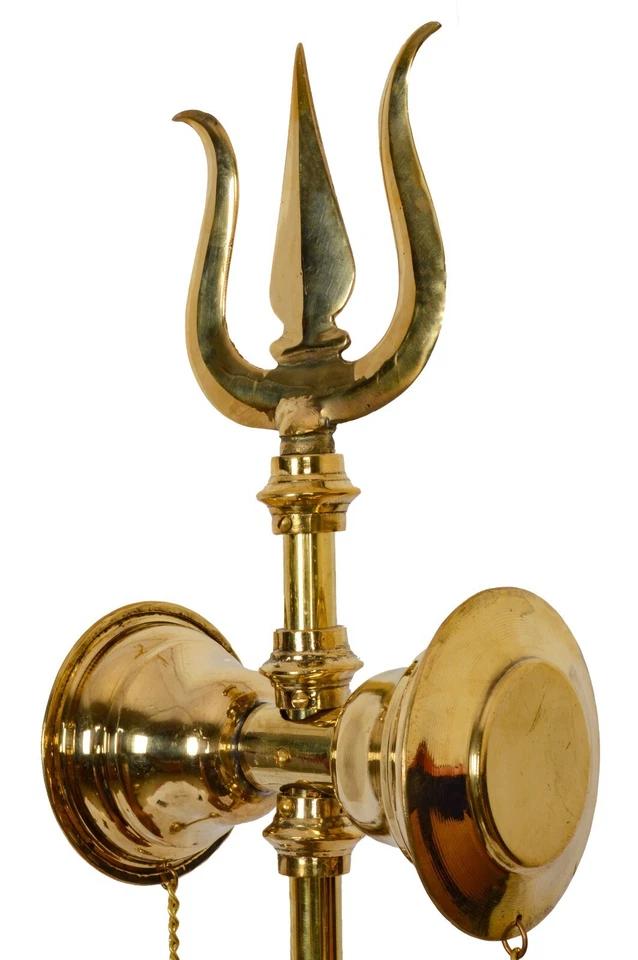 Brass Trishul with Damru for Temple | 37-Inch Damroo Trishul