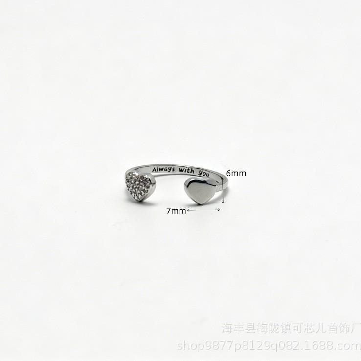 Kexin'er S925 Sterling Silver Zircon Heart Leaf Open Ring - Women's Versatile Light Luxury Finger Ring