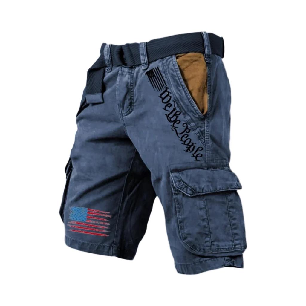 Men's Casual Sport Multi-pocket Work Pants  Men's Fashionable Flag-letter Printed Pants