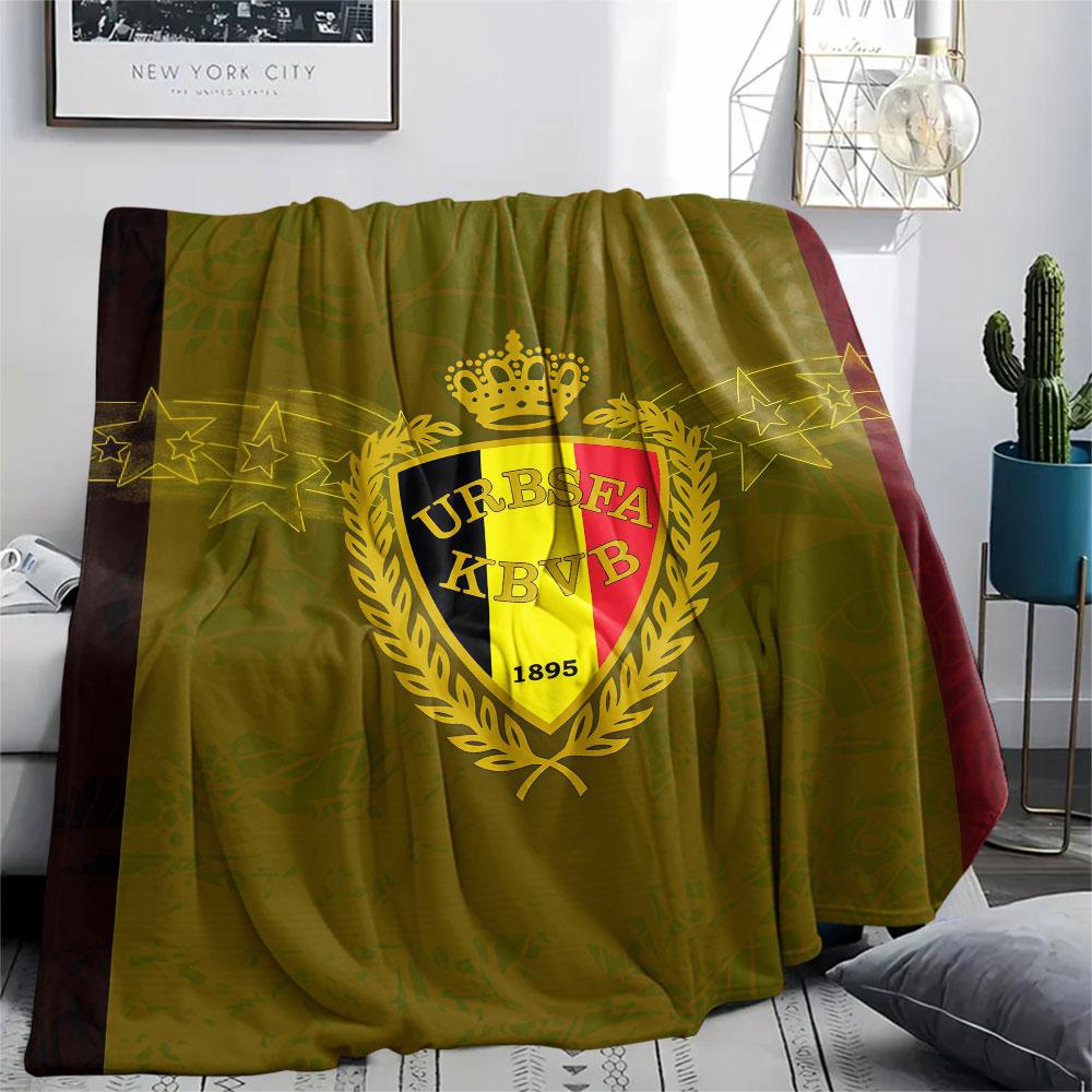 Belgium National Football Printed Flannel Blanket, Soft Throw for Bedroom Sofa, Washable,soccer Fan Merchandise, Great Gift.