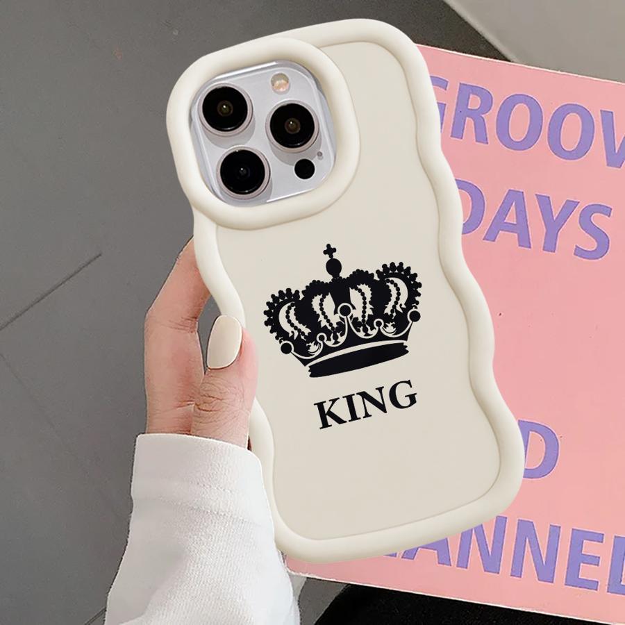 Soft Phone Cover Case for iPhone 15 Plus XR 13 11 8 14 16 Pro Max 17 Air 12 Crown Queen King Letter