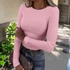 Women's  And Winter Slim Bottom T-shirt Fashion Casual Solid Color O-Neck Pullover Long Sleeve Top