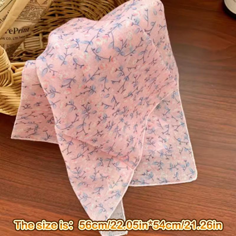 Foulard Rétro Français Pastoral Tête de Marguerite Bandana Bohème Foulard en Soie Florale Foulard Triangle Féminin Foulard de Tête Mouchoir en Coton Lin