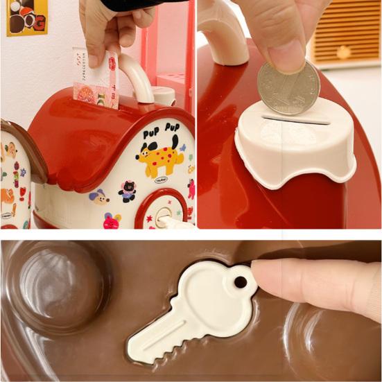 Cartoon House Piggy Bank with DIY Sticker Coin Cash Storage Jar Container Children Money Saving Box Decoration Boys Girls Gift