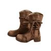 Wasteland Cowhide Edition Coarse Heel Knight Boots Women's Boots But Knee Western Cowboy Boots Tassel Pile Boots Martin Boots
