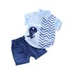 Children's Clothing For Small And Medium-sized Children, Summer New Style Lapel Shirt, Fashionable Printed Overalls Shorts Suit