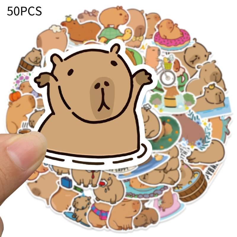 Cute Cartoon Capybara Stickers 50 Pack Waterproof For Skateboards Luggage And Phones