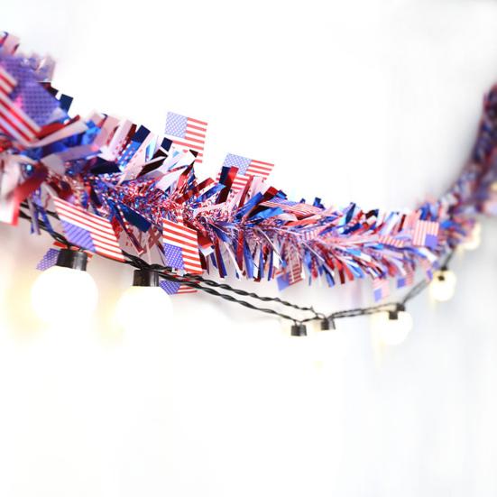 Amerikaanse Vlag Tinsel Sterren Strepen Print Glanzend Onafhankelijkheidsdag Wanddecoratie Feestdecoratie Patriotische Tinsel Amerikaanse Vlaggen Slingers Feestartikelen