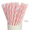 25-Pack Striped Biodegradable Paper Straws for Milk Tea and Beverages