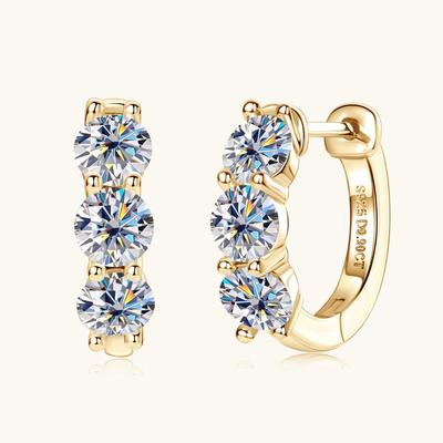 Leicht-Luxus Moissanit-Ohrringe: Hochwertige Sterling Silber Creolen im koreanischen Stil mit Retro Cool Design
