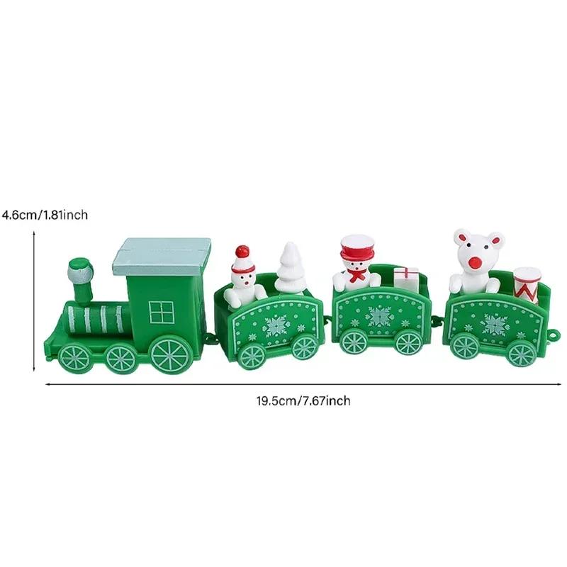 Wooden Mini Train Decor Set Christmas Party Snowman Ornament Plastic or Wooden Tabletop Cake Decoration Props Train Kids Toys