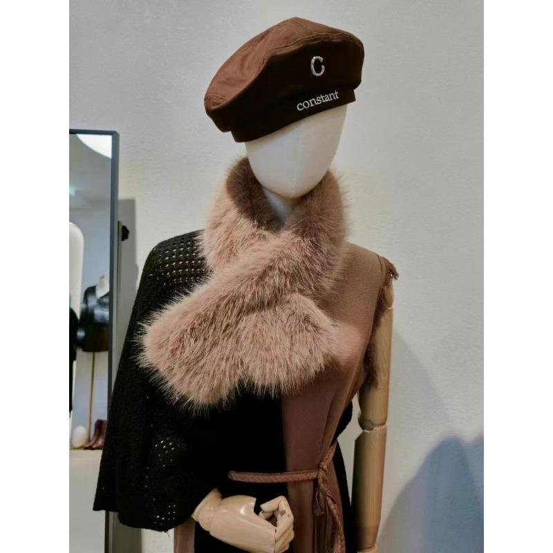 Solid Color Versatile Imitation Mink Fur Fashion Commuter Style Fur Collar Scarf for Women Light Luxury Furry Simple Scarf
