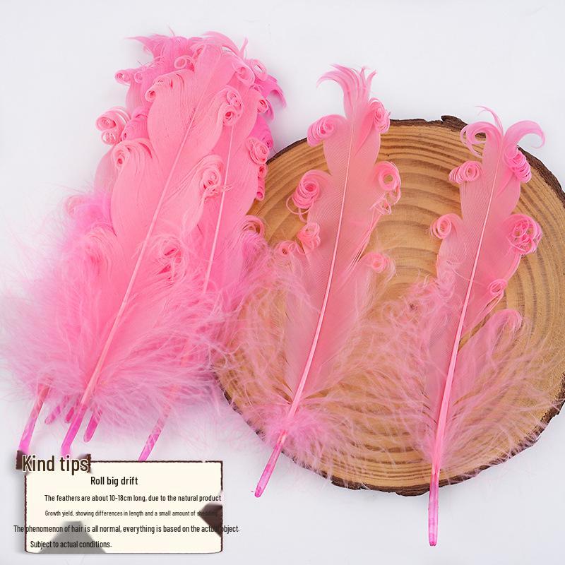 DIY Handmade White Large Curly Feather Accessories for Hats, Clothing, and Bags