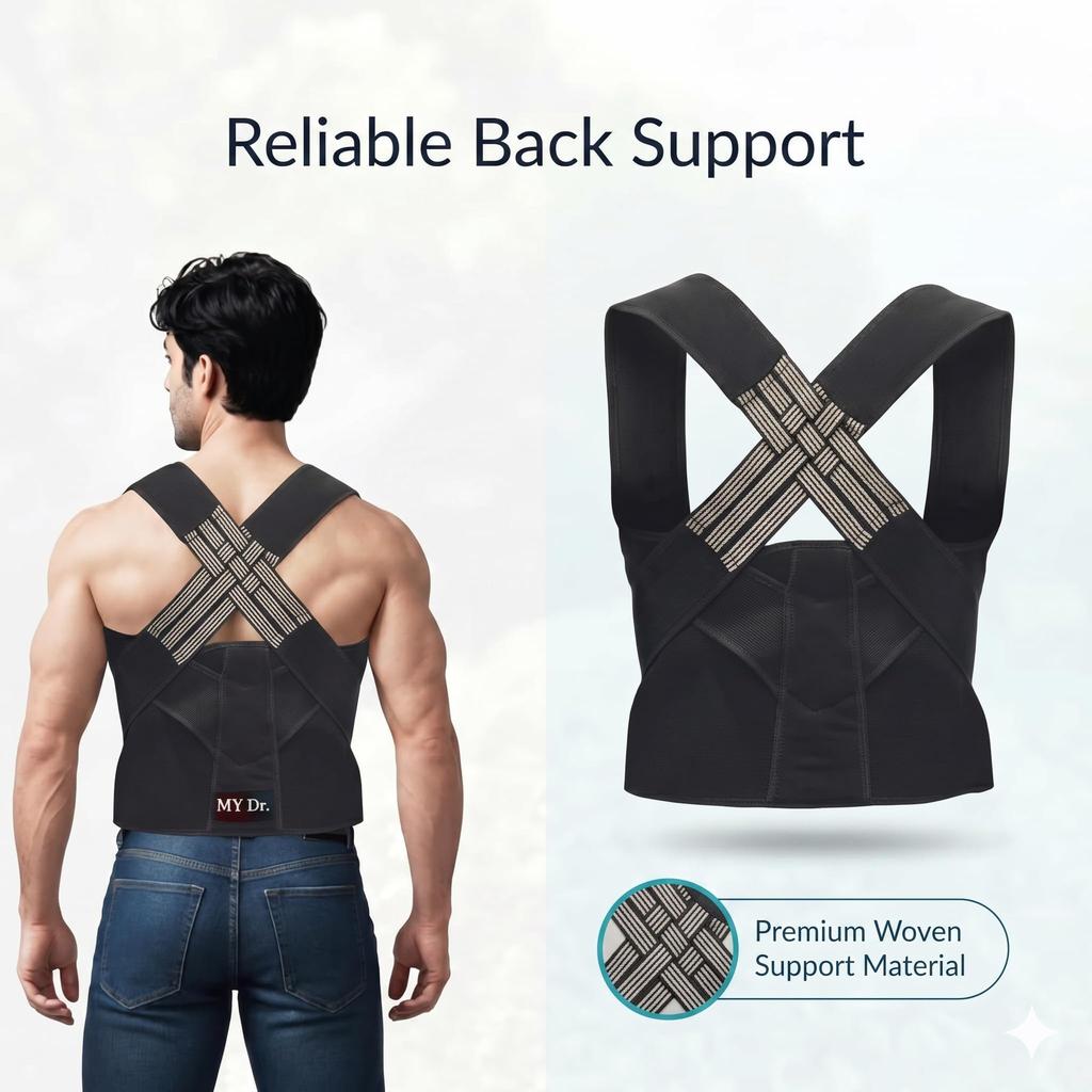 MY Dr. X-Cross Posture Corrector Belt for Men & Women | Adjustable Back & Shoulder Support Brace for Spine Alignment, Hunchback Correction & Uppe