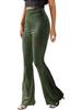 Women's Fashion Sexy High Waist Gold Velvet Ribbed Flared Pants