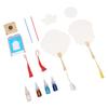 Handheld Fan Painting Kit Blank Paper Fan Tassel Pigments 2 Plastic Sticks Gloves Aprons Set for Crafters and Art