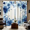 Piece Set Fresh Blue Floral Print Curtains Polyester Fabric Suitable Bedroom Living Room Decoration Made Of Sitting Window Treatment