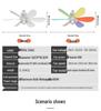 Silent Stepless Dimming Ceiling Fan Light with Remote Control, Strong Wind, E27 Base Bulb.